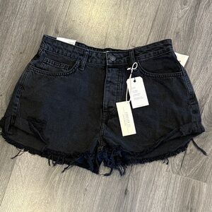 🩷Forever 21 Dark Black Denim Jean Shorts size 29 NWT Grunge Revival Utility Chic